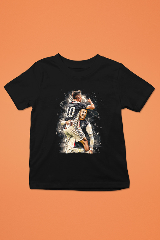 Paulo Dybala Baskılı Unisex Siyah Çocuk Tişört - Tshirt
