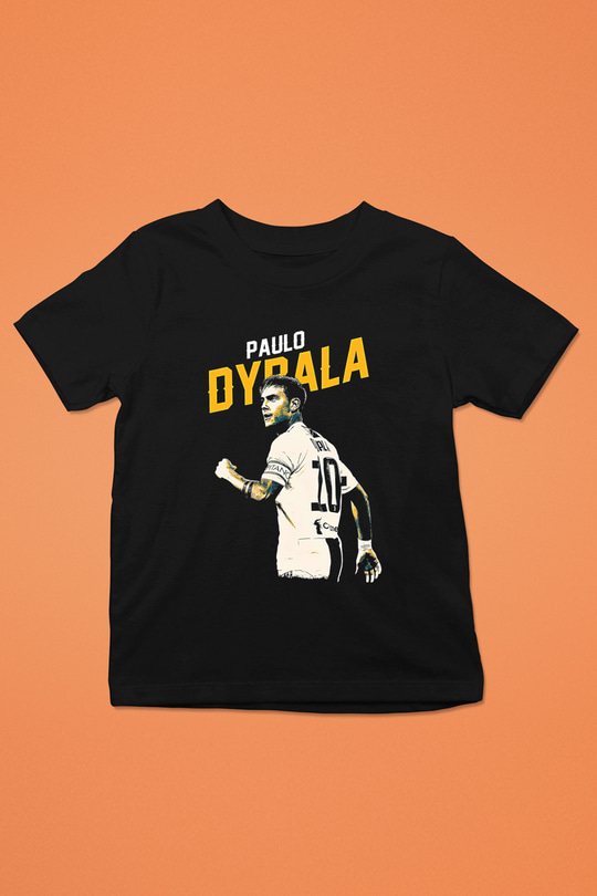 Paulo Dybala Baskılı Unisex Siyah Çocuk Tişört - Tshirt