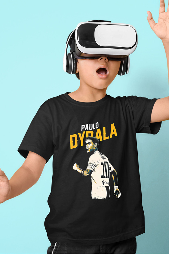 Paulo Dybala Baskılı Unisex Siyah Çocuk Tişört - Tshirt
