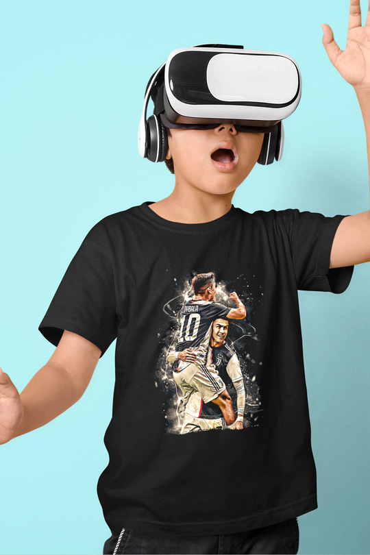 Paulo Dybala Baskılı Unisex Siyah Çocuk Tişört - Tshirt