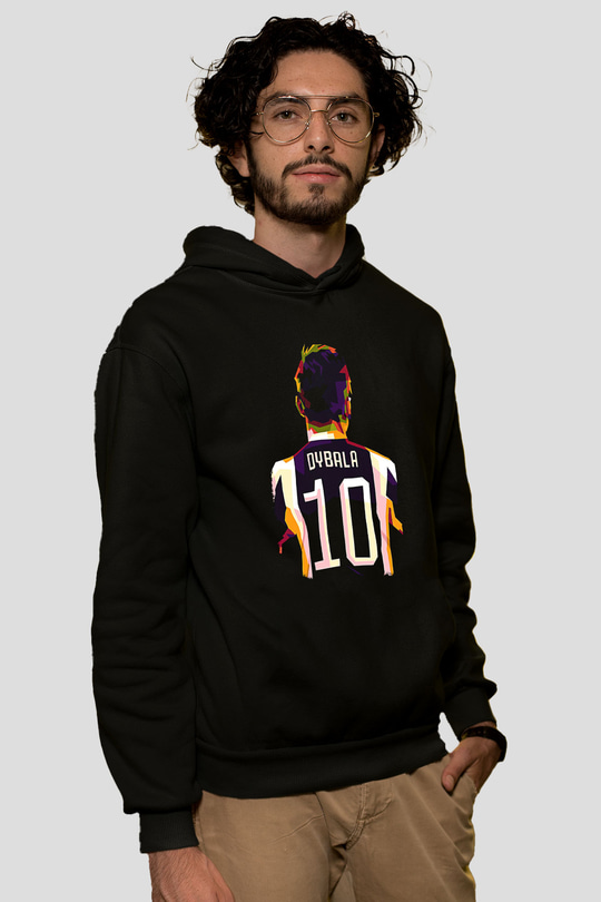 Paulo Dybala Baskılı Unisex Siyah Kapüşonlu Sweatshirt