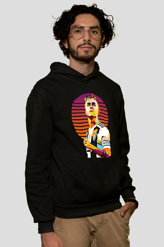 Paulo Dybala Baskılı Unisex Siyah Kapüşonlu Sweatshirt