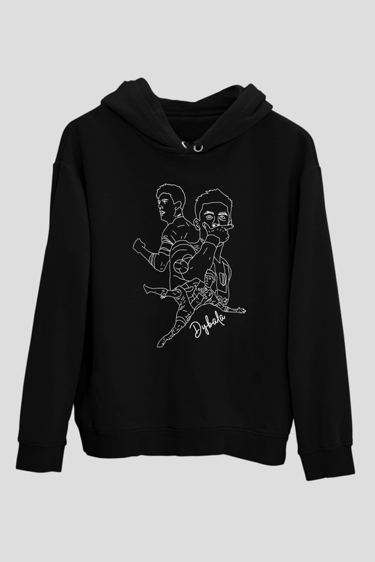 Paulo Dybala Baskılı Unisex Siyah Kapüşonlu Sweatshirt