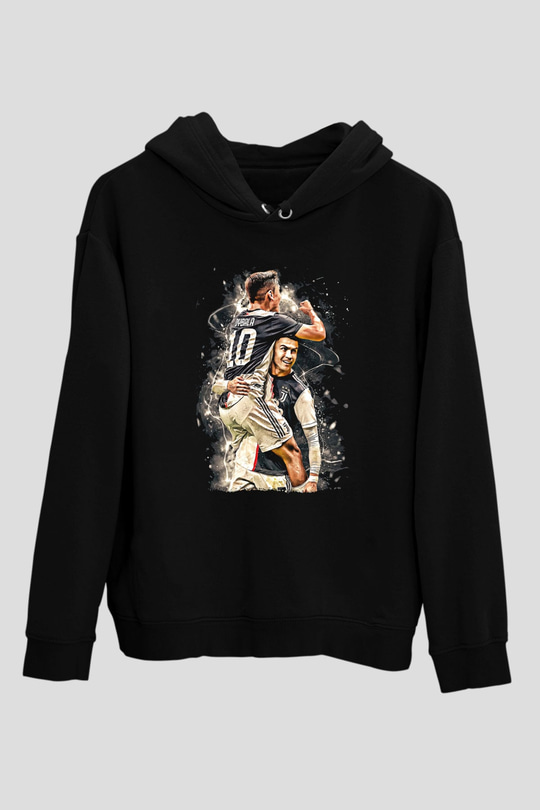 Paulo Dybala Baskılı Unisex Siyah Kapüşonlu Sweatshirt
