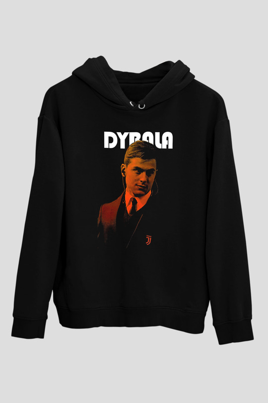 Paulo Dybala Baskılı Unisex Siyah Kapüşonlu Sweatshirt
