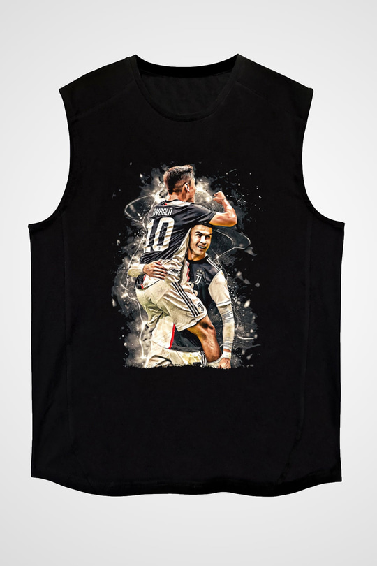 Paulo Dybala Baskılı Unisex Siyah Kolsuz Tişört - Tshirt