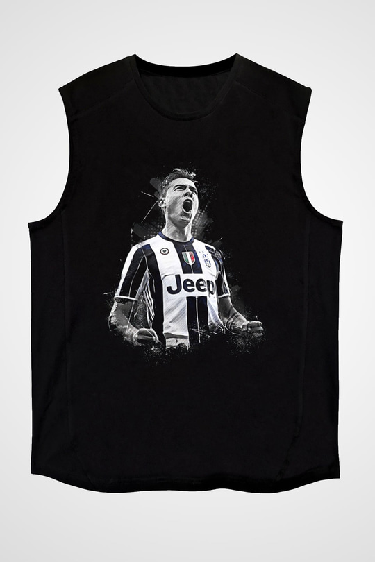 Paulo Dybala Baskılı Unisex Siyah Kolsuz Tişört - Tshirt