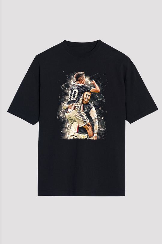 Paulo Dybala Baskılı Unisex Siyah Oversize Tişört - Tshirt
