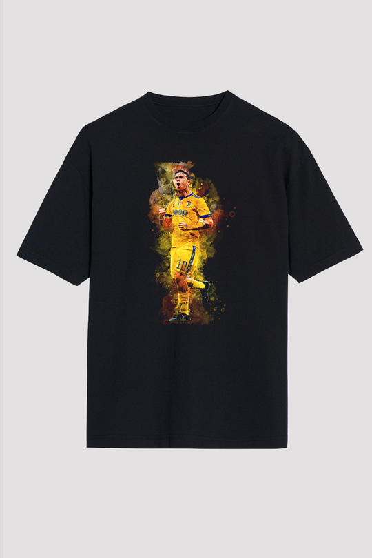 Paulo Dybala Baskılı Unisex Siyah Oversize Tişört - Tshirt