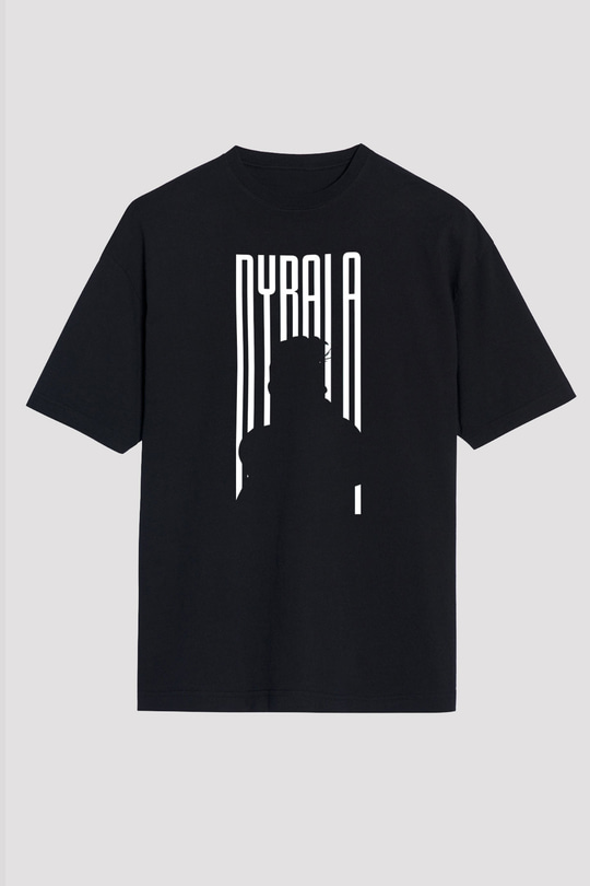 Paulo Dybala Baskılı Unisex Siyah Oversize Tişört - Tshirt
