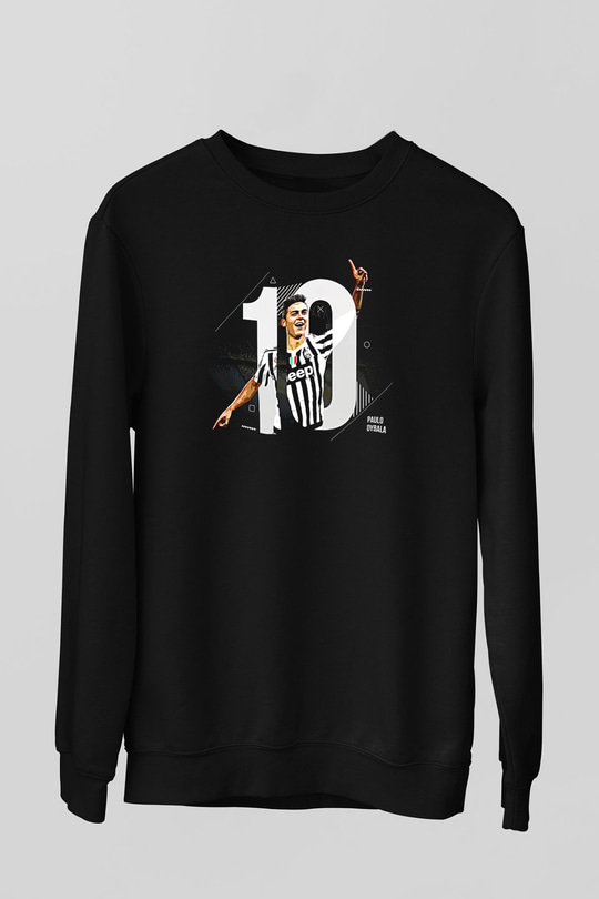 Paulo Dybala Baskılı Unisex Siyah Sweatshirt