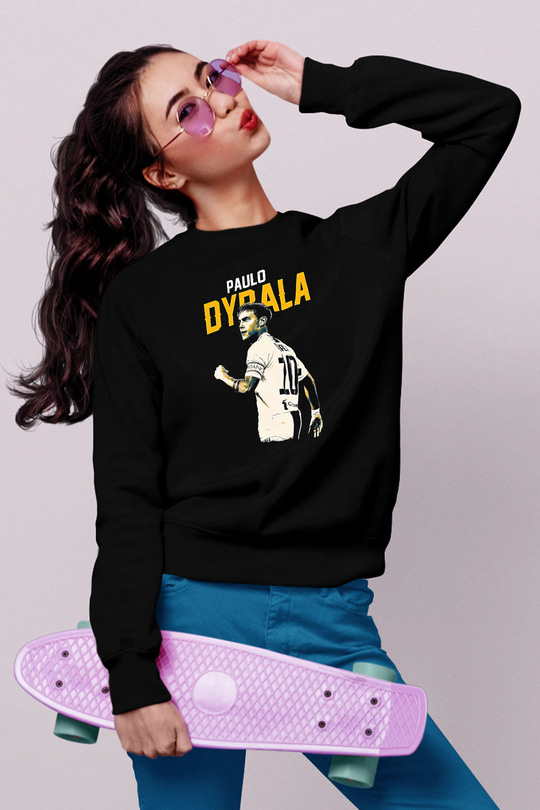 Paulo Dybala Baskılı Unisex Siyah Sweatshirt
