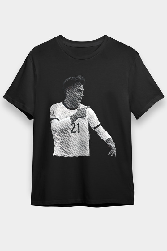 Paulo Dybala Baskılı Unisex Siyah Tişört - Tshirt