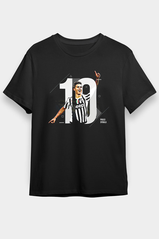 Paulo Dybala Baskılı Unisex Siyah Tişört - Tshirt