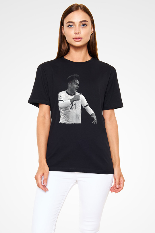 Paulo Dybala Baskılı Unisex Siyah Tişört - Tshirt