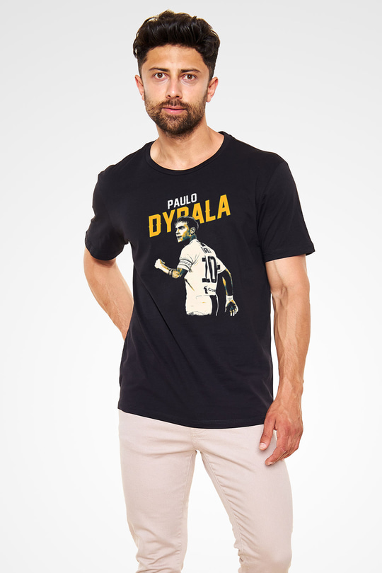 Paulo Dybala Baskılı Unisex Siyah Tişört - Tshirt