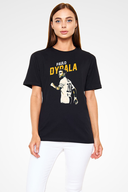 Paulo Dybala Baskılı Unisex Siyah Tişört - Tshirt