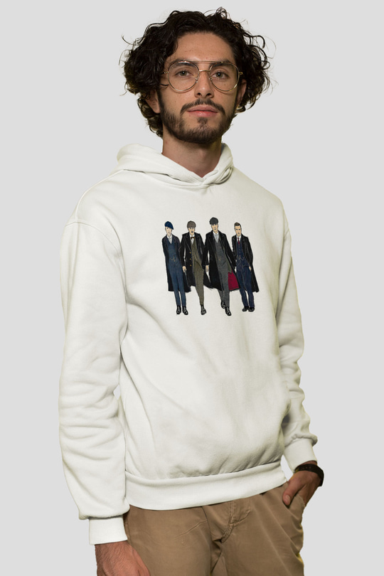 Peaky Blinders Baskılı Beyaz Unisex Hoodie