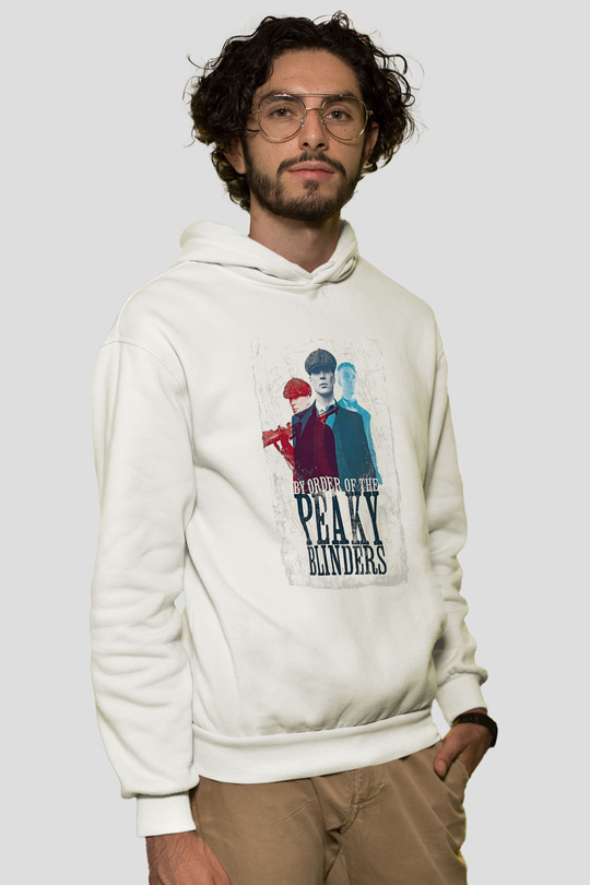 Peaky Blinders Baskılı Beyaz Unisex Hoodie