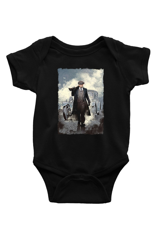 Peaky Blinders Baskılı Unisex Siyah Bebek Body - Zıbın