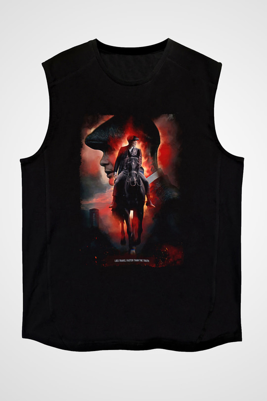 Peaky Blinders Baskılı Unisex Siyah Kolsuz Tişört - Tshirt