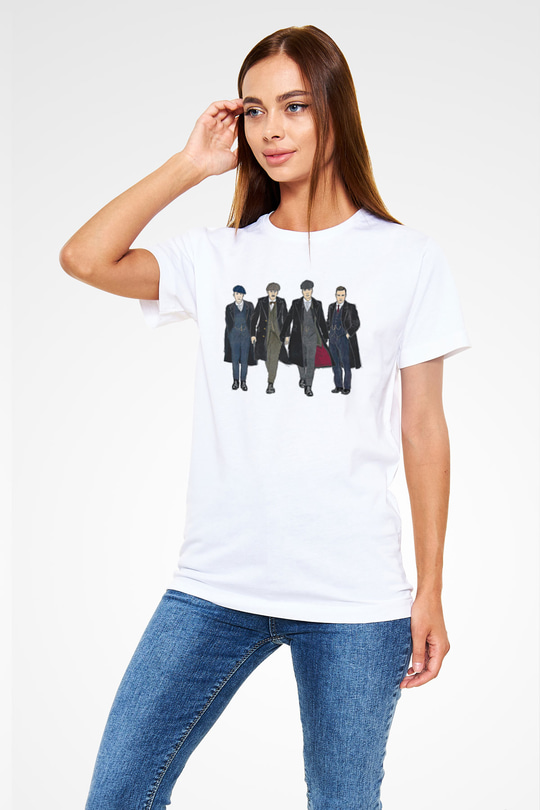 Peaky Blinders Unisex Baskılı Beyaz Tişört - Tshirt