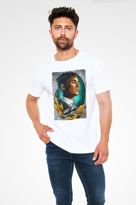 Peaky Blinders Unisex Baskılı Beyaz Tişört - Tshirt