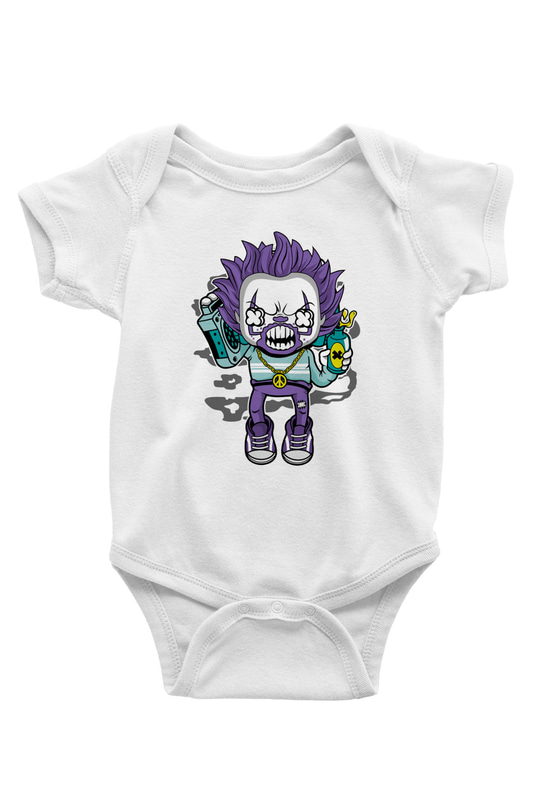 Pennywise Boombox Baskılı Beyaz Unisex Bebek Body - Zıbın