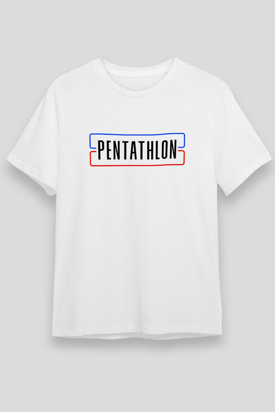 Pentathlon Baskılı Unisex Beyaz Tişört - Tshirt