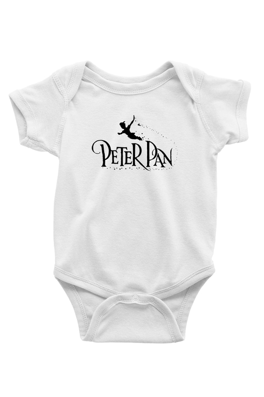 Peter Pan Baskılı Beyaz Unisex Bebek Body - Zıbın