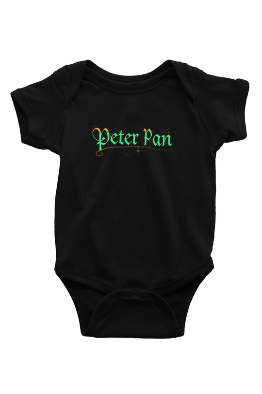 Peter Pan Baskılı Siyah Bebek Body - Zıbın