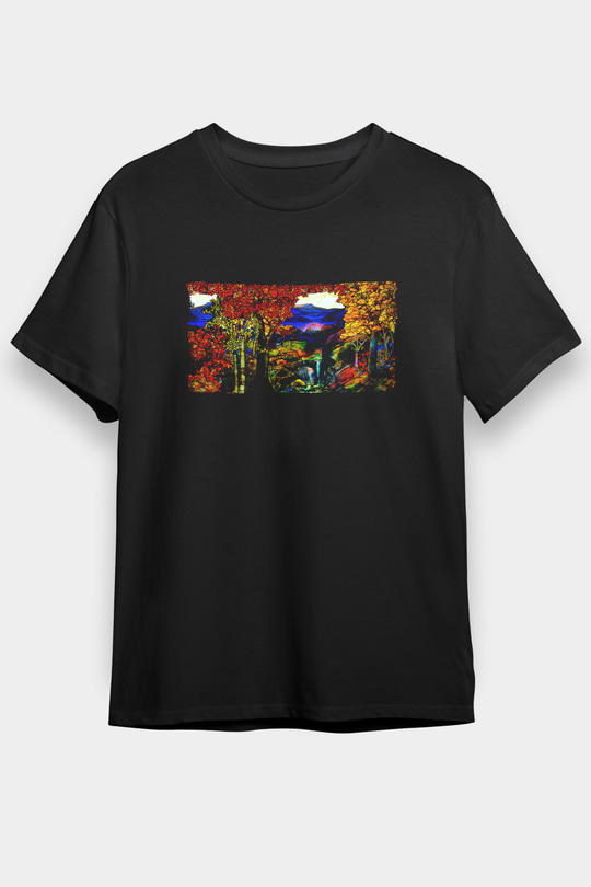 Peyzaj Siyah Unisex Tişört T-Shirt - TişörtFabrikası