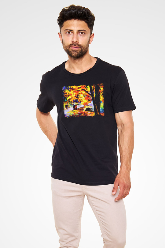 Peyzaj Siyah Unisex Tişört T-Shirt - TişörtFabrikası