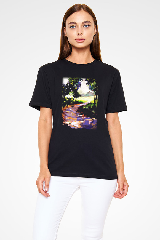 Peyzaj Siyah Unisex Tişört T-Shirt - TişörtFabrikası