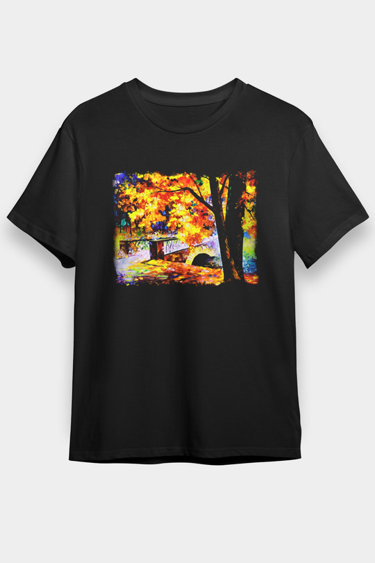 Peyzaj Siyah Unisex Tişört T-Shirt - TişörtFabrikası