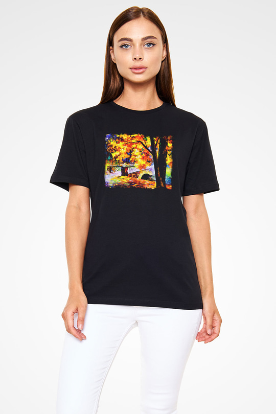 Peyzaj Siyah Unisex Tişört T-Shirt - TişörtFabrikası