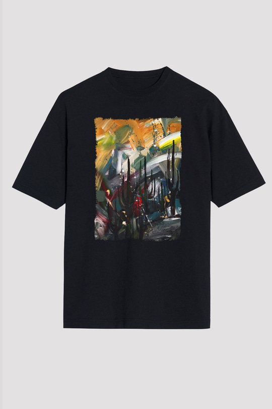 Peyzaj Siyah Oversize Tişört Oversize T-shirt - TişörtFabrikası