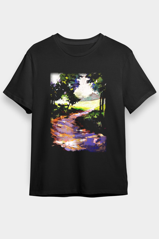 Peyzaj Siyah Unisex Tişört T-Shirt - TişörtFabrikası