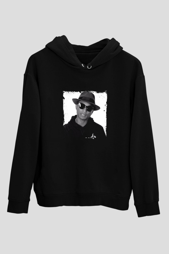 Pharrell Williams Baskılı Unisex Siyah Hoodie