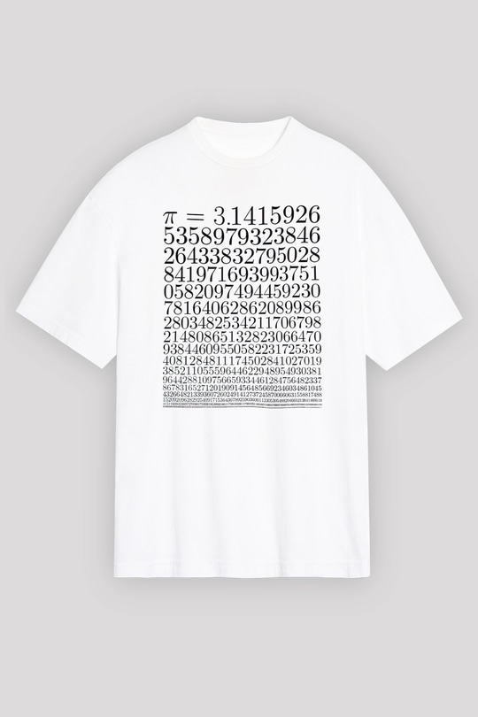 Pi Sayısı Baskılı Unisex Beyaz Tişört Baskılı Unisex Siyah Oversize Tişört