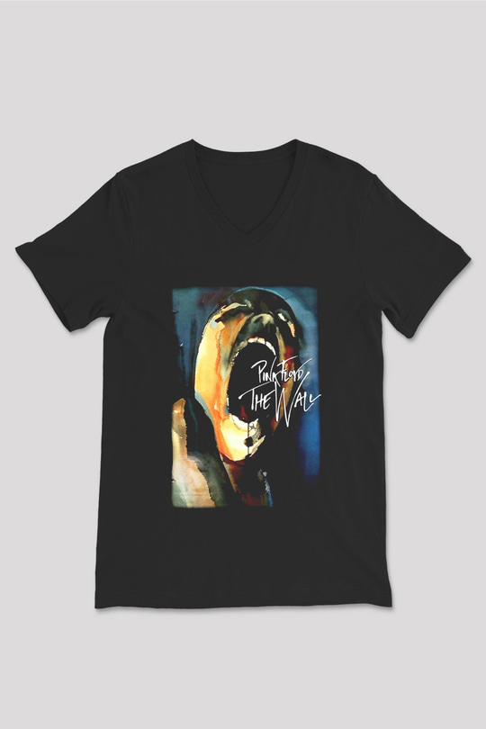 Pink Floyd Siyah Unisex V Yaka Tişört T-Shirt