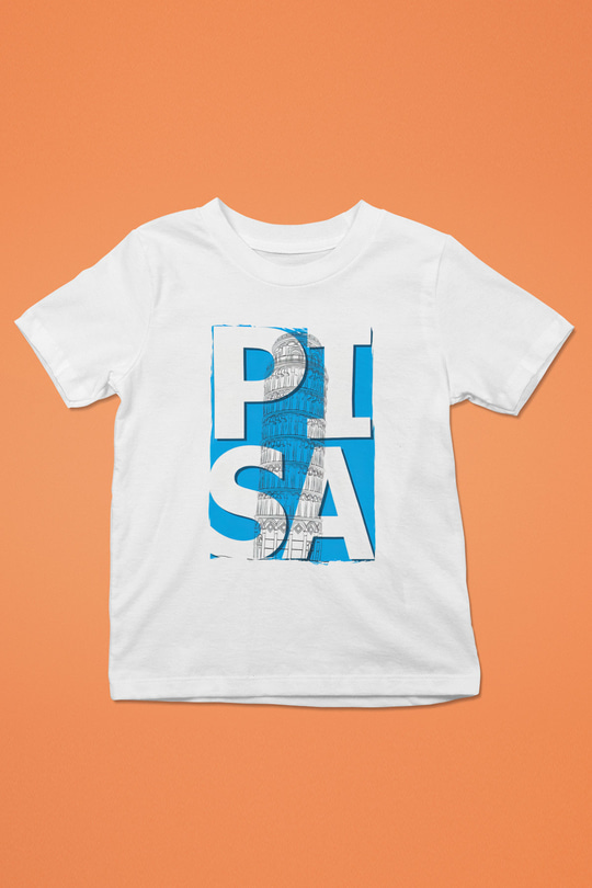 Pisa Kulesi Beyaz Unisex Çocuk Tişört