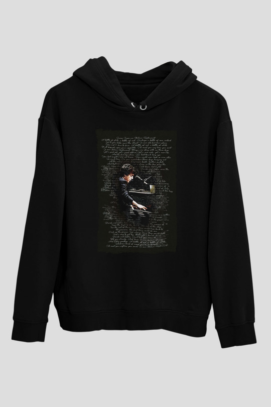 Piyanist Siyah Unisex Kapüşonlu Sweatshirt