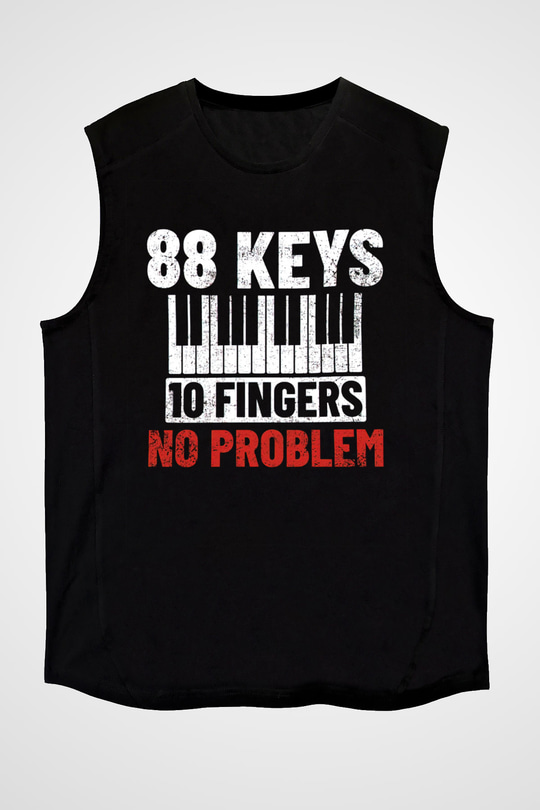 Piyanist Siyah Unisex Kolsuz Tişört