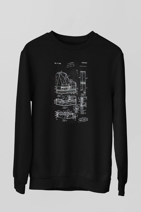 Piyanist Siyah Unisex Sweatshirt