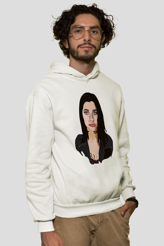 Pj Harvey Baskılı Beyaz Unisex Kapüşonlu Sweatshirt