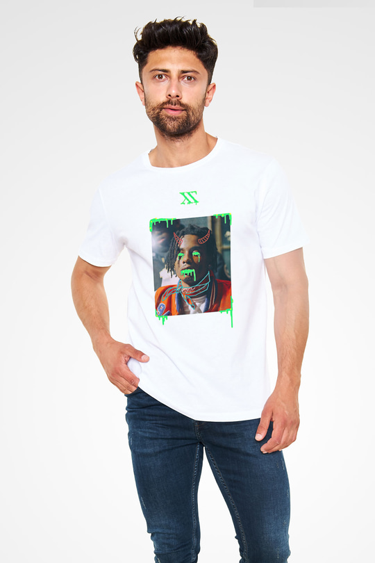Playboi Carti Baskılı Unisex Beyaz Tişört - Tshirt