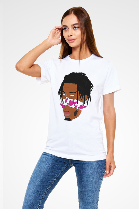 Playboi Carti Baskılı Unisex Beyaz Tişört - Tshirt