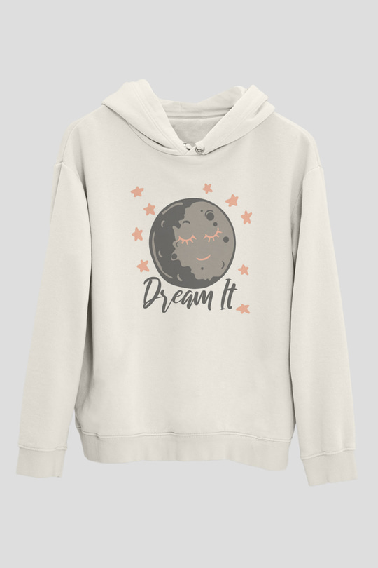 Plüton Beyaz Unisex Hoodie