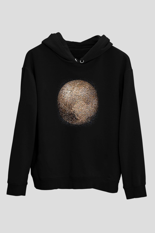 Plüton Siyah Unisex Hoodie